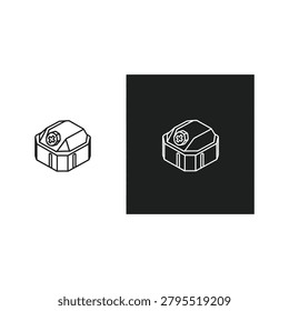 A simple line art illustration of a sushi roll in two different backgrounds