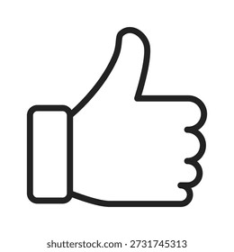 A simple line art illustration of a thumbs up gesture, symbolizing approval or agreement.