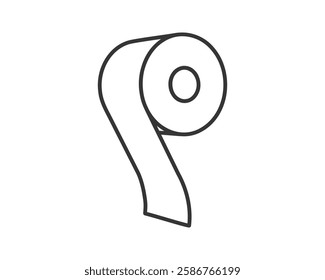 Simple line art illustration of a toilet paper roll.  Perfect for minimalist designs, infographics, or representing hygiene and cleanliness.