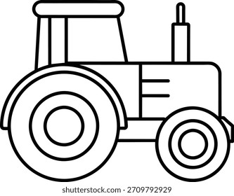 Una simple ilustración de arte lineal de un tractor. Este diseño limpio y moderno es perfecto para una variedad de aplicaciones, desde la marca agrícola hasta materiales educativos.
