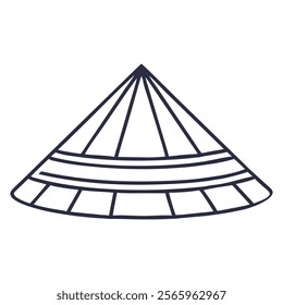 Simple Line Art Illustration of a Traditional Vietnamese Conical Hat