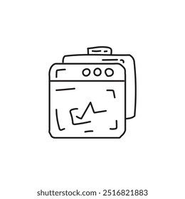 Einfache Darstellung von zwei Browserfenstern, die zu einer Website geöffnet sind, mit einem Graphen und anderen angezeigten Daten. Konzept der Datenanalyse, Forschung, Information und Webdesign.