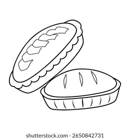Simple Line Art Illustration of Two Pies