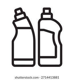 Simple line art illustration of two cleaning bottles for household chores