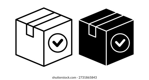 Ilustração de arte de linha simples de duas caixas com símbolos de marca de seleção na frente