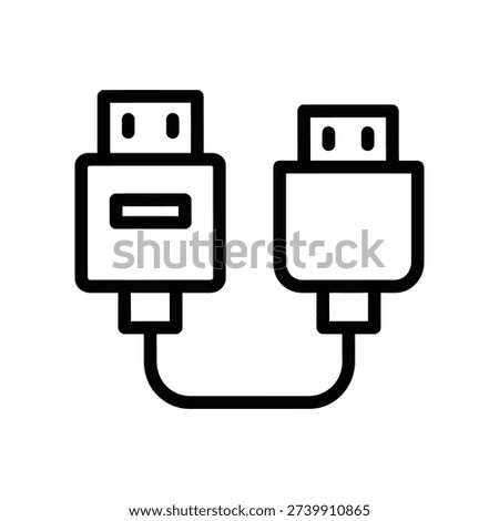 A simple line art illustration of a USB cable with a micro USB connector and a USB plug on a white background.