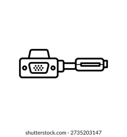 Simple line art illustration of a VGA to DVI adapter cable for computer display connections.