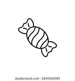 Simple Line Art Illustration Of A Wrapped Sweet Candy Treat
