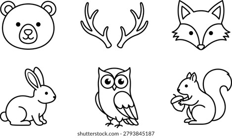 Simple line art illustrations