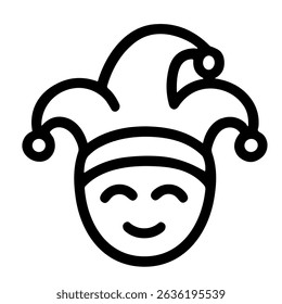 Simples Linha Arte Jester Face Palhaço Chapéu Carnaval Festa Ícone Celebração