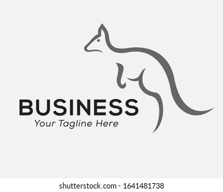 Simple line art jump kangaroo logo design inspiration