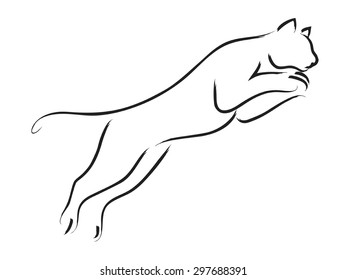 Simple line art of a jumping puma