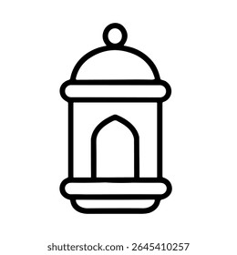 Simple Line Art Lantern Decorative Element for Ramadan Celebration Icon