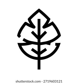 Icono de hoja de arte de línea simple que simboliza la naturaleza, la ecología y la sostenibilidad, con un diseño limpio y moderno para conceptos ambientales, salud y productos orgánicos