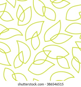 Simple Line Art Leaf Shape Seamless Pattern. Isolated On White Vector Illustration.