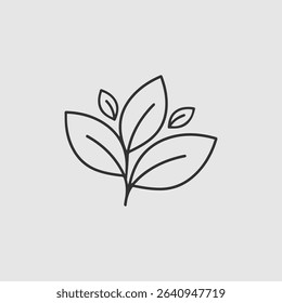 Simple line art leaves branch minimalist logo design