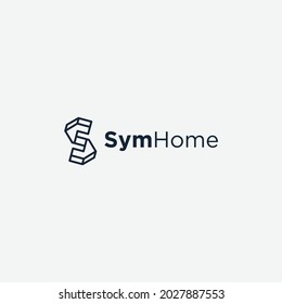 SIMPLE LINE ART LETTER S HOME LOGO DESIGN TEMPLATE