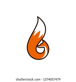 simple line art, linear, outline fox logo design template. animal wildlife vector illustration