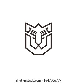 simple line art lion logo design