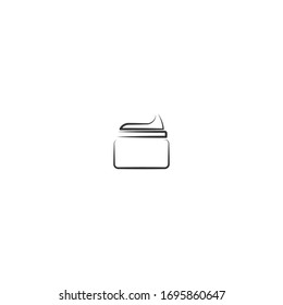 simple line art logo icon design of facial cream with white background
