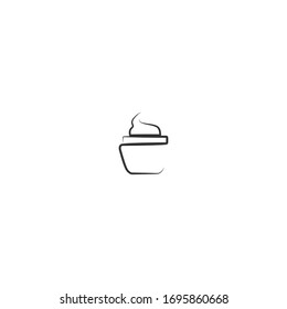 simple line art logo icon design of facial cream with white background
