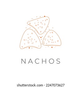 Simple Line Art Logo of Nachos Or Tortilla Chips