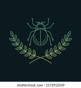 Einfaches Kunstlogo mit Kranzblättern mit Bug