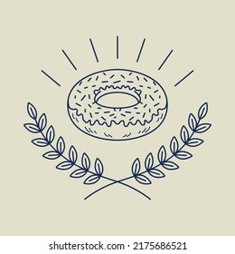 simple line art logo of wreath leaves with donut