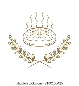 simple line art logo of wreath leaves with bread