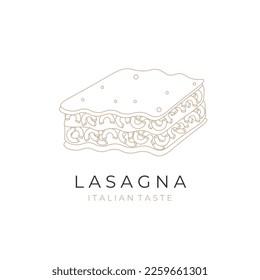 Simple Line Art of Macaroni Lasagna Vector Illustration Logo