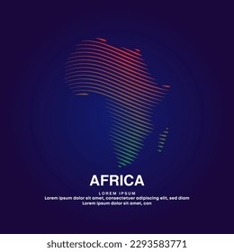 simple line art map of Africa. africa map logotype vector illustration on dark background. African logo vector design template - EPS 10