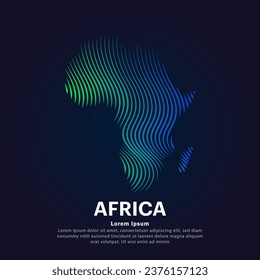 Mapa de arte de línea simple de África. Mapa de África creativa logotipo gráfico vectorial ilustración en fondo oscuro. Plantilla de diseño de vectores del logotipo de África - EPS 10