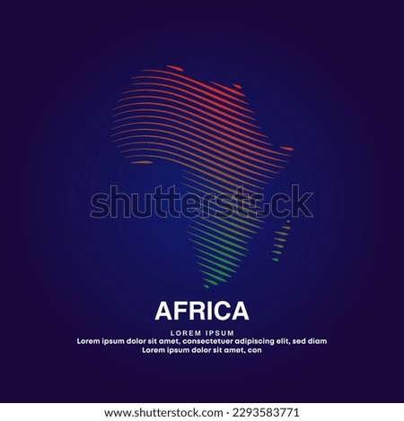 simple line art map of Africa. africa map logotype vector illustration on dark background. African logo vector design template - EPS 10