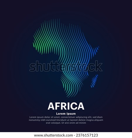 simple line art Map of Africa. Creative Africa map logotype vector illustration on dark background. Africa logo vector design template - EPS 10