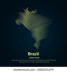 simple line art map of Brazil. Creative Brazil map logotype vector illustration on dark background. Brazil logo vector design template - EPS 10