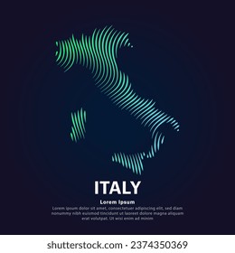 simple line art Map of Italy. Creative Italy map logotype vector illustration on dark background. Italy logo vector design template - EPS 10