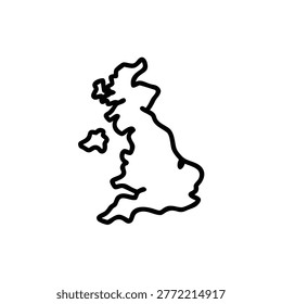 Simple line art map of United Kingdom island, clean and modern icon.