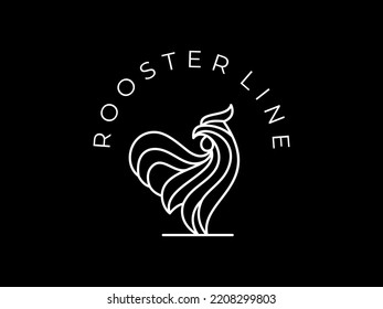 Simple Line Art Minimalist Rooster Premium Logo Illustration, rooster silhouette logo, animal vector illustration design	