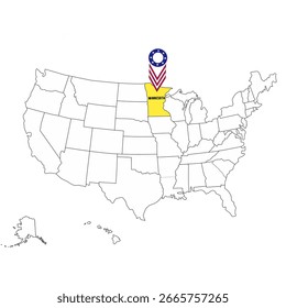 Arte de línea simple Estado de Minnesota resaltado en Estados Unidos Ilustración de mapa