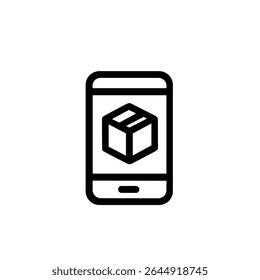 Simple Line Art Mobile Parcel Delivery Application Icon Isolated
