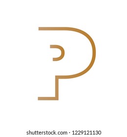 Simple Line Art Modern P Letter Logo