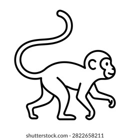 Simple line art monkey icon with wildlife creature illustration wilderness