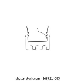 simple line art of mosque logo icon design