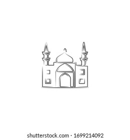 simple line art of mosque logo icon design