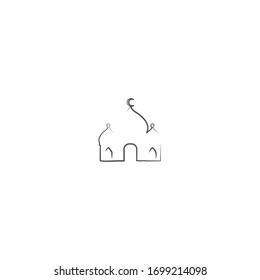 diseño de icono de la línea simple del logotipo de la mezquita