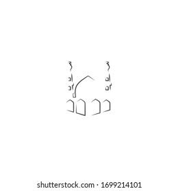 simple line art of mosque logo icon design