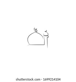 Simple Line Art Of Mosque Logo Icon Design