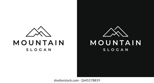 design de logotipo de montanha simples line art