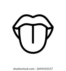 Simple Line Art Mouth and Tongue Human Body Part Icon