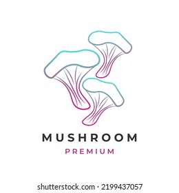 Simple line art mushroom vector illustration logo with light gradient color